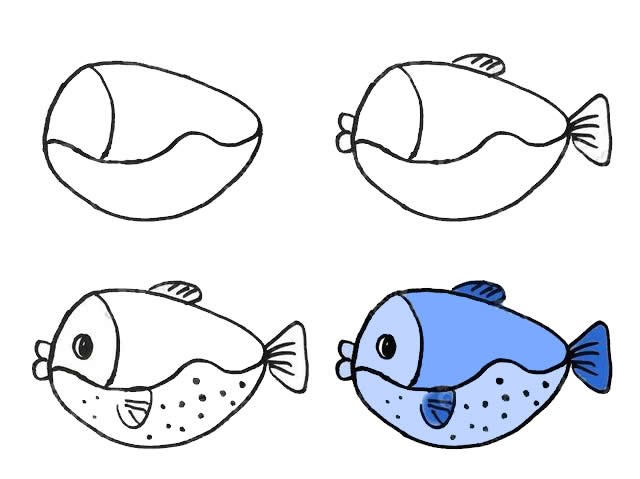简笔画嘟嘴鱼的画法步骤图片