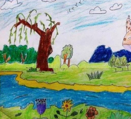 我心中的春天儿童画，小学生关于春的绘画