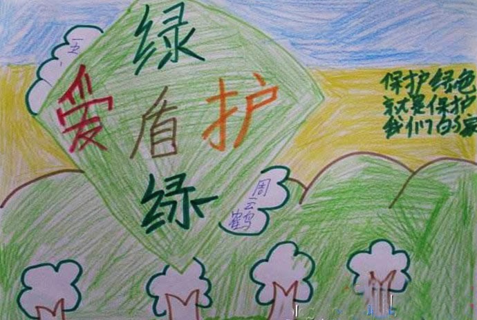 环保宣传画 小学生以绿色环保为主题的儿童画