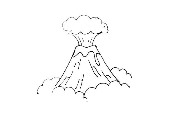 怎么画火山爆发简笔画步骤教程