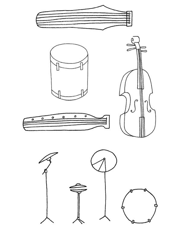 十大乐器简笔画图片