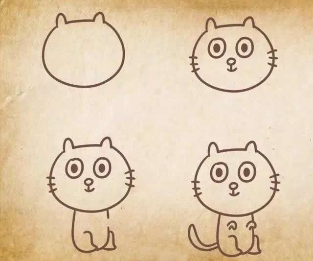 小猫咪简笔画的画法步骤图