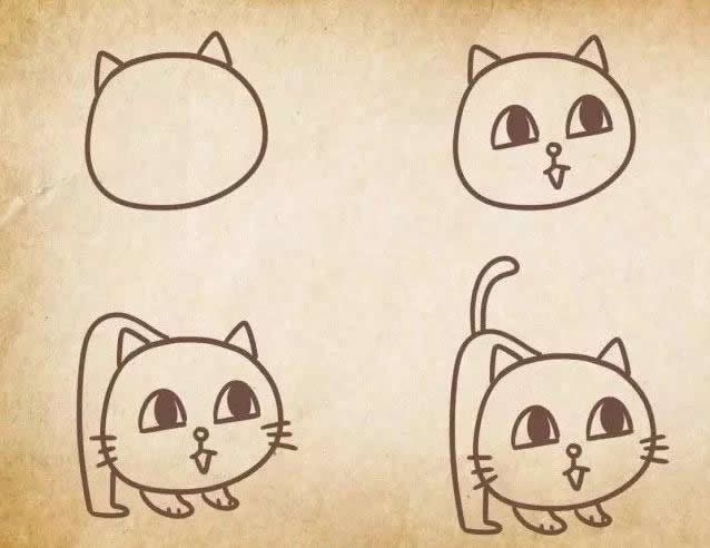 小猫咪简笔画的画法步骤图
