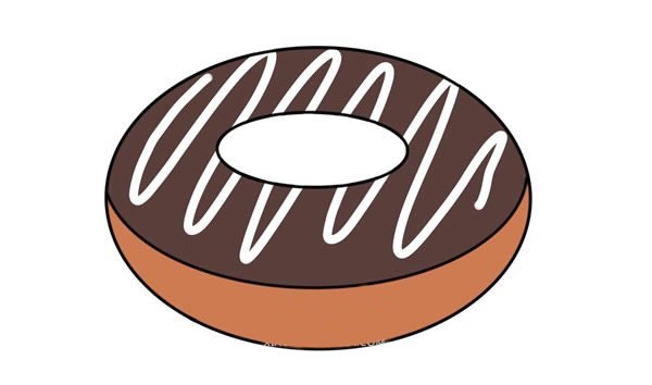 巧克力甜甜圈简笔画画法步骤图片