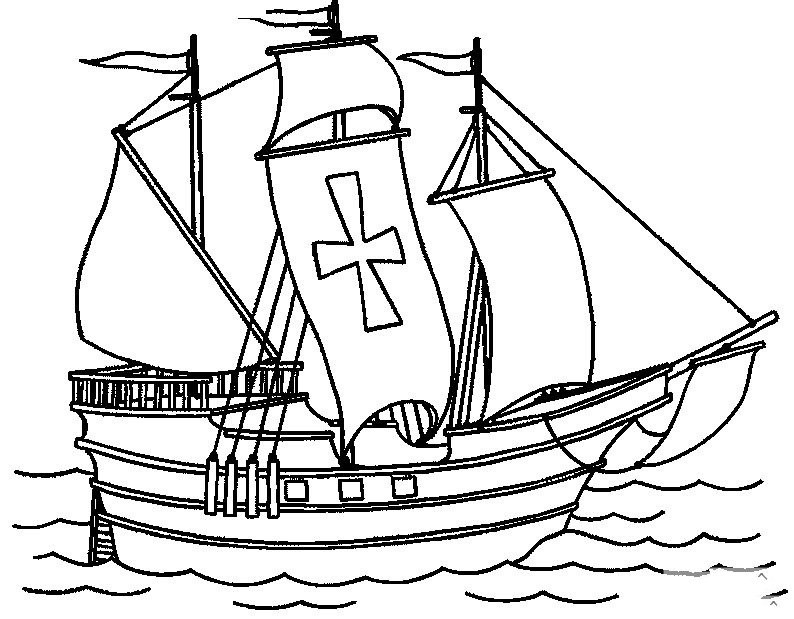 画海盗船简笔画图片