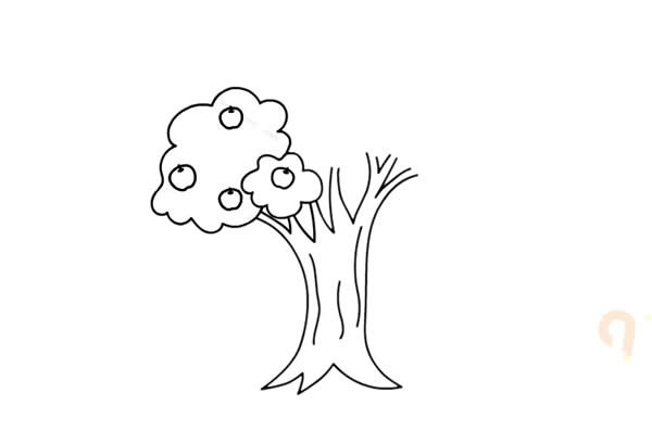 苹果树怎么画简单好看，苹果树简笔画画法步骤图片