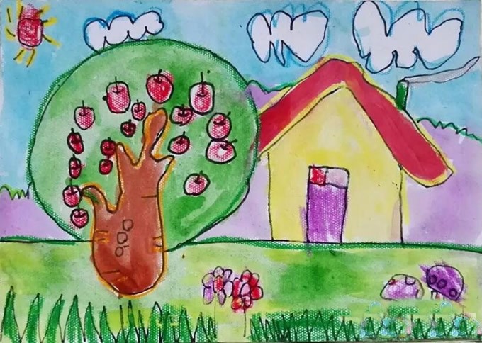 秋天丰收的果实儿童画 儿童画丰收季节的图片