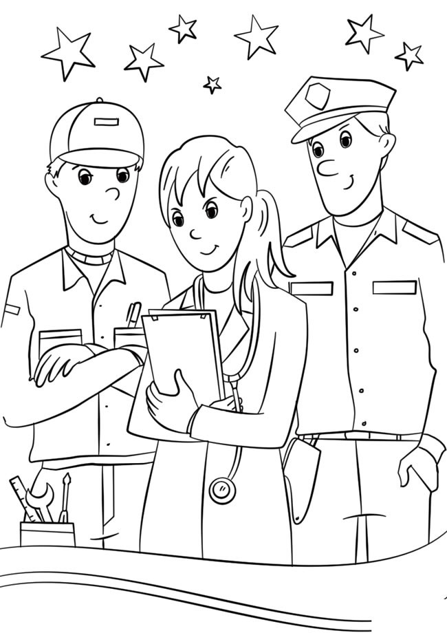 警察简笔画医生护士图片