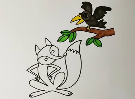 狐狸和乌鸦的简笔画怎么画
