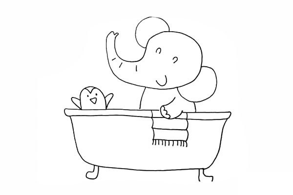 爱洗澡的小象简笔画