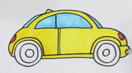 彩色甲壳虫汽车怎么画简单画法-甲壳虫汽车简笔画