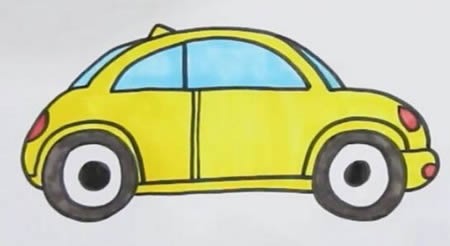 彩色甲壳虫汽车怎么画简单画法-甲壳虫汽车简笔画