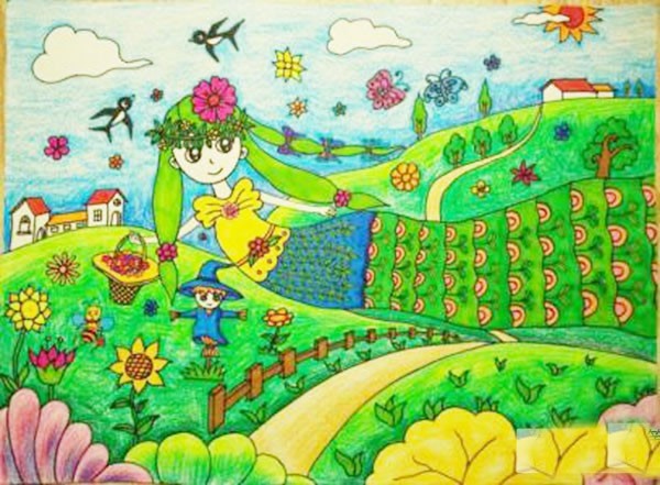 儿童画春天的图片 关于春的画有春姑娘
