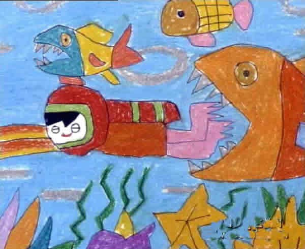 奇妙的海底世界儿童画图片