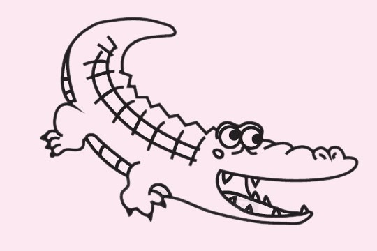鳄鱼的简笔画法 凶猛图片