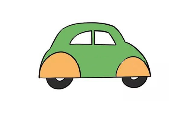 漂亮的绿色小汽车简笔画步骤教程小汽车的简单画法
