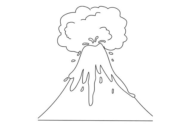火山爆发简笔画简单图片