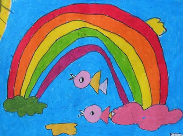 儿童画彩虹图片