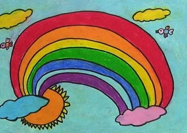 雨后彩虹简单儿童画图片