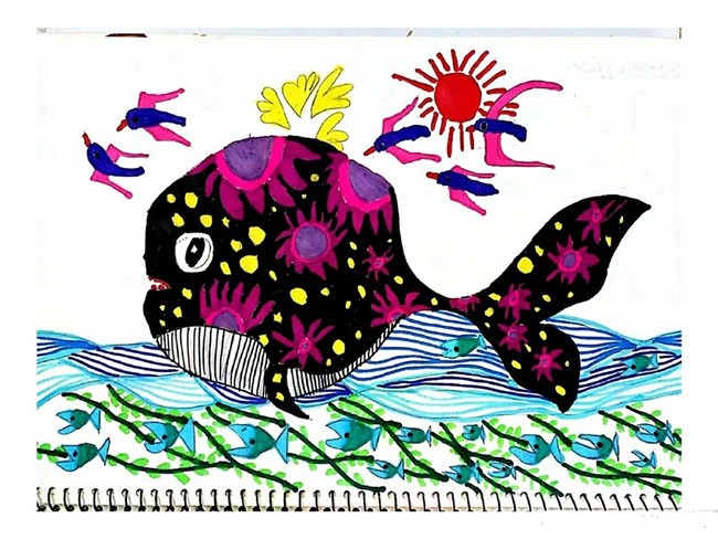 海底世界主题优秀儿童画之海洋大迁徙/水彩画图片