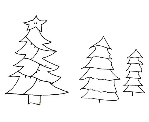 一组简单的松树简笔画图片