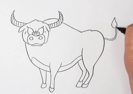 牛怎么画简单又漂亮，牛的简笔画步骤图解带颜色