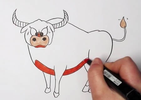 牛怎么画简单又漂亮，牛的简笔画步骤图解带颜色