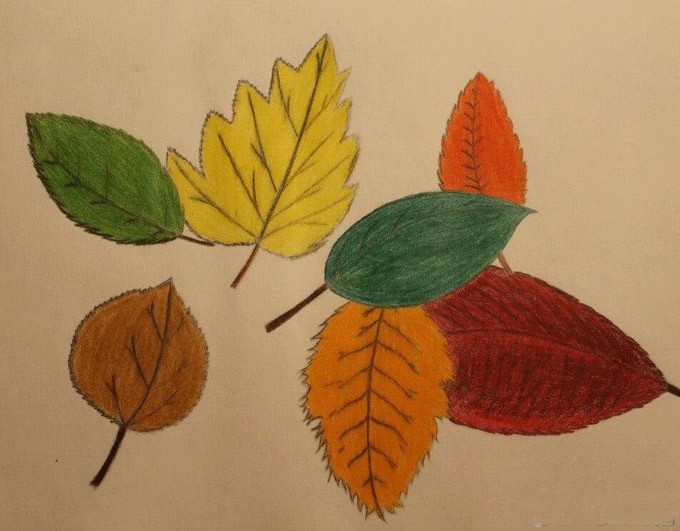 儿童画秋天的图画 秋天的树叶图片儿童画