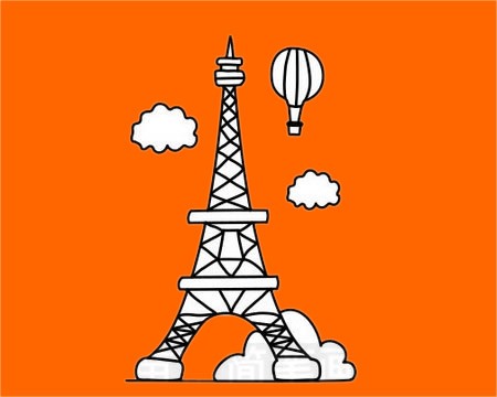 法国埃菲尔铁塔简笔画图片