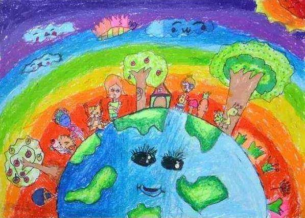 2020世界地球日主题儿童画一等奖