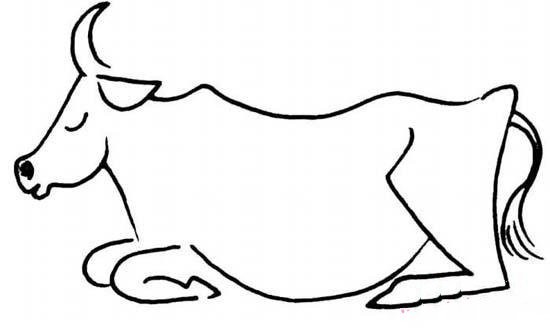 趴着的牛怎么画图片