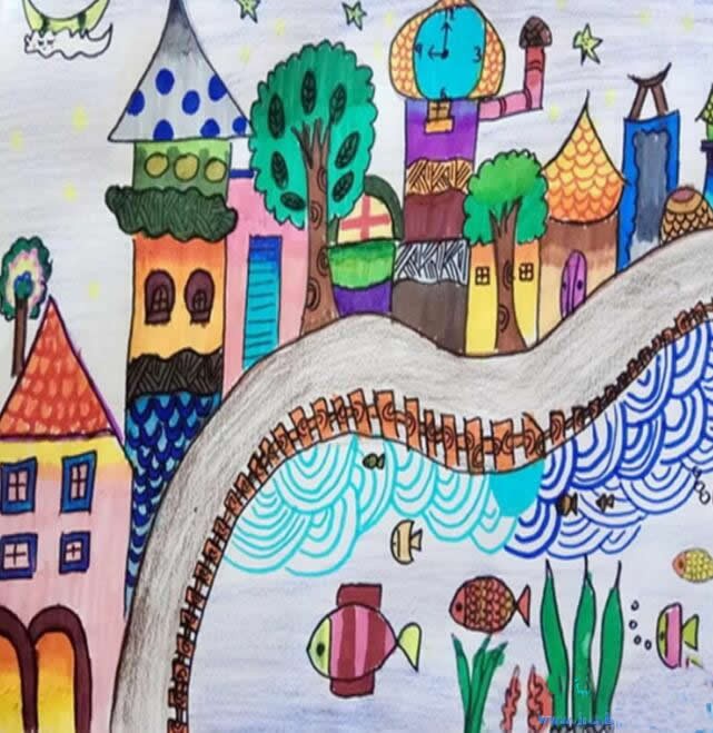 画家乡的风景儿童画 - 怎样画家乡的儿童画