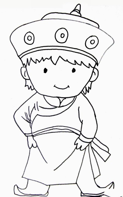 蒙古族男孩简笔画图片
