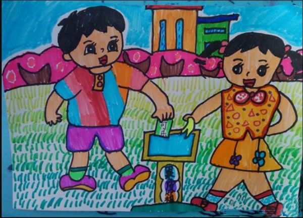 环境保护节约资源主题创意儿童画图片