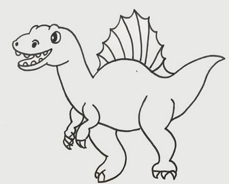 棘龙简笔画怎么画步骤图片-恐龙棘龙简笔画