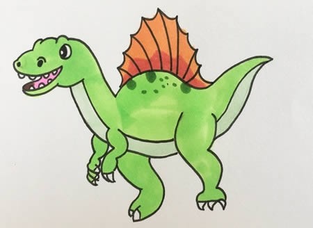 棘龙简笔画怎么画步骤图片-恐龙棘龙简笔画