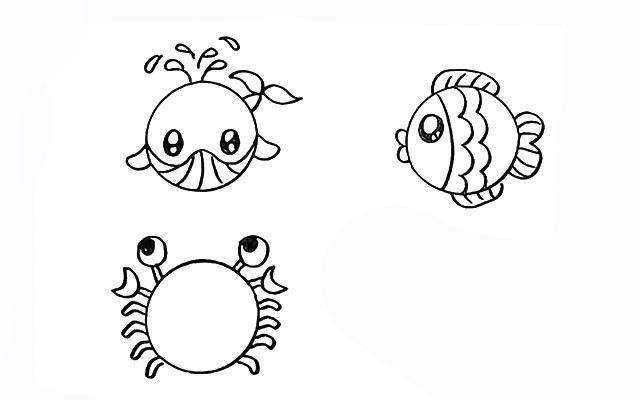 海洋动物的画法简笔画图片