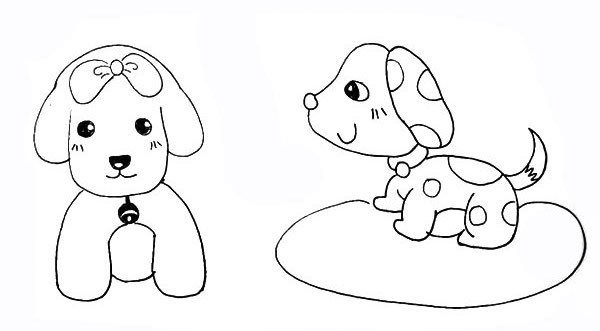 画可爱的小狗 简笔画图片
