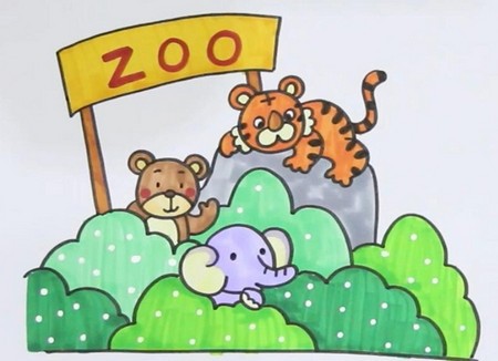 一步一步教画动物园，非常简单的动物园简笔画