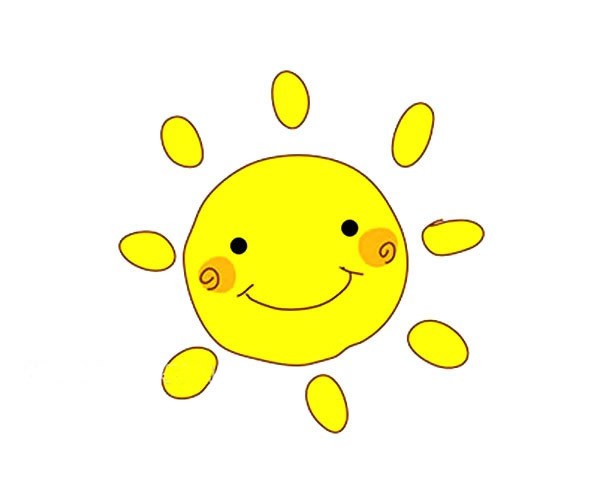 可爱的卡通太阳简笔画彩色图片