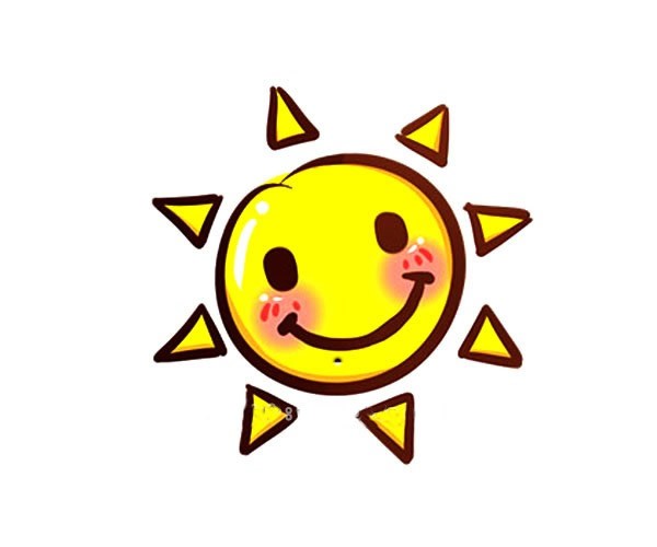可爱的卡通太阳简笔画彩色图片
