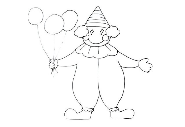 马戏团小丑简笔画 简单画法步骤图解教程,图片,简笔画