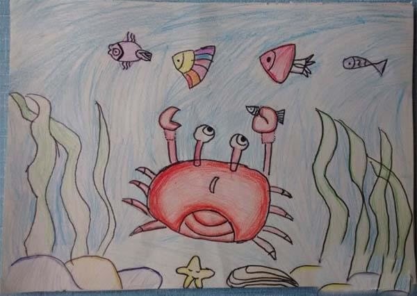 海底世界儿童画作品/铅笔画图片