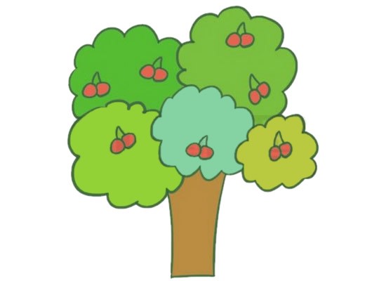 果树简笔画的画法步骤图解教程