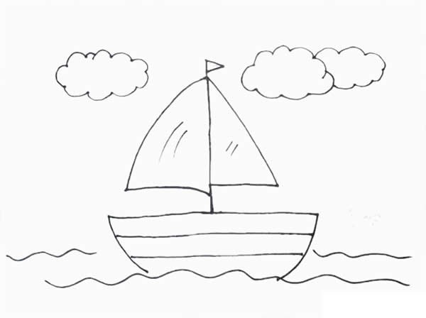 帆船的简笔画简单图片