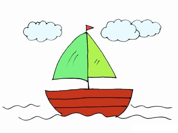 画帆船简笔画简单图片