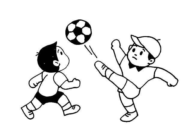 踢足球的两个孩子简笔画图片