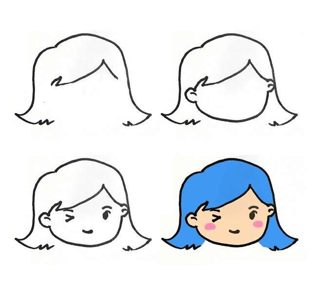 俏皮短发女孩的画法步骤图片
