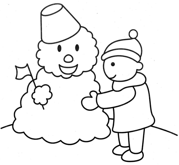孩子们堆雪人简笔画图片
