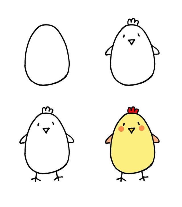 简笔小鸡的画法最简单图片